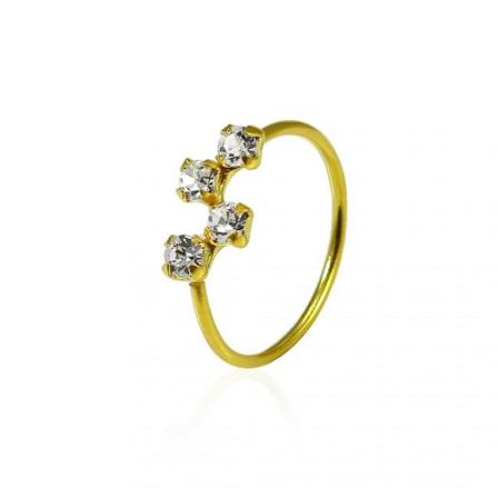 Piercingring 8 Mm I Guldpläterad 925 Sterling Silver Med Vita Cz