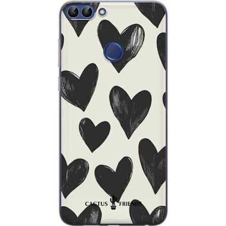 Yhteensopiva Puhelinkuori Huawei Huawei P smart Cactus and Friends - Bold Black Love Pattern