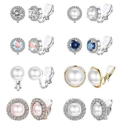 8 Par Klips Øredobber Sett For Kvinner