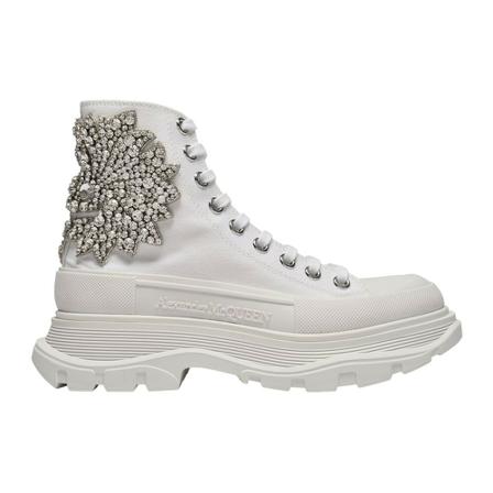 Alexander McQueen Tread Slick Low Sneakers in White Canvas Hvid, Dame, Størrelse: 39 EU