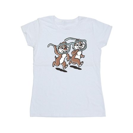 Disney Dam/Kvinnor Chip ́n Dale Glasögon Bomull T-Shirt XXL Vit