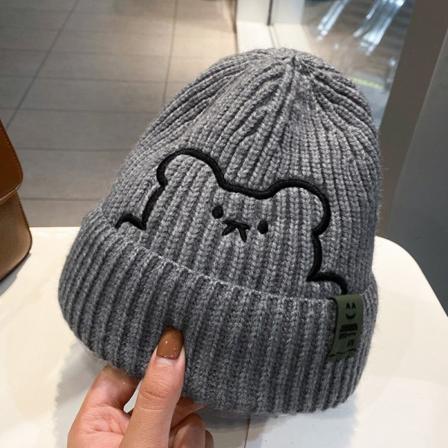 删除Lämmin talvi neulotut pipohatut syksyn ja talven kirjonta karhu villainen cap Miesten ja naisten Pariskuntapusero Unisex Gray M