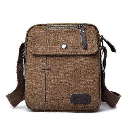 Snygg Herr Canvas Messenger Bag Multi-pocket Single Shoulder Crossbody Bag