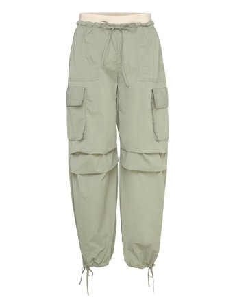 Monki Loose Nylon Cargo Trousers - Green - 38