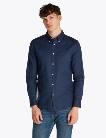 Tommy Hilfiger Linen Blend Solid Rf Shirt - Navy - XXL