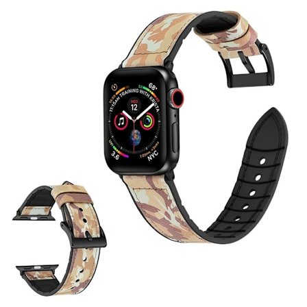 Apple Watch Series 6 / 5 40mm silicone + leather coated watch band - Camouflage Brown