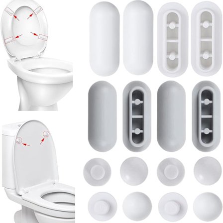 16 kappaleen WC-istuimen puskurityynyt 8 rengaspuskuria ja 8 kansipuskuria WC-istuimen puskurit WC-kannen puskuri melua vaimentava tyyny valkoiselle 