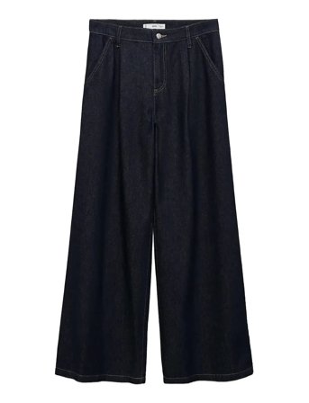Mango | Wide-Leg Pleated Jeans | 34