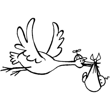 Puinen tikkari, kurki ja vauva