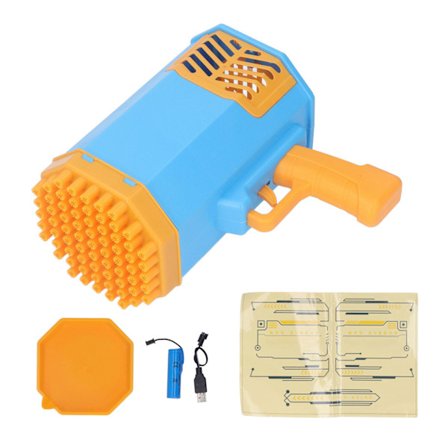 Blå bubbelblåsare med 69 hål, unik design, bärbar, stabil, mycket effektiv bubbelmaskin för pojkar och flickor