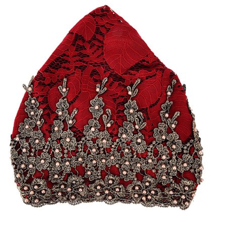 Huvudduk Fashionabla Kvinnors Muslimska Sjal Turban Retractable Retro Broderad PärlhattMaroon