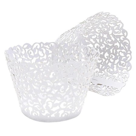 50 stk Hvite Cupcake-Emballasjer Blonder Cupcake-Foringer Cupcake-Kopper Etuier til Bryllup Bursdag