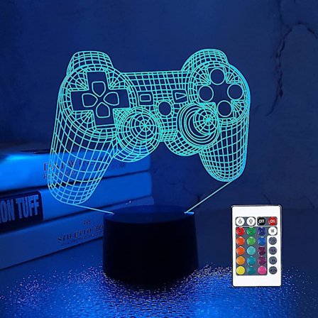 3D Gamepad Lampe Spilkonsol Natlampe 3D Illusion Lampe Til Børn, 16 Farver Skifter Med Fjernbetjening, Spilrum Gamer Gave, Børneværelse Dekoration