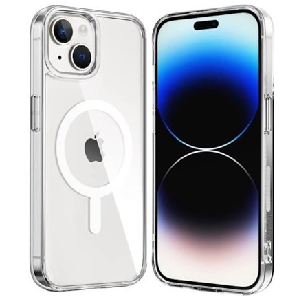 Coque til iPhone 15 PLUS - Phonillico - Gennemsigtig Silikone - Magnetisk Cirkel - Kompatibel med Magsafe