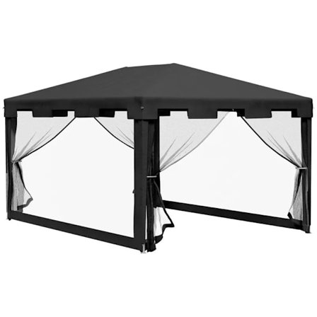 Rootz Gazebo - Havetelt - 3 X 3 M Gazebo - Fastgørelsesreb - Vejrbestandig - Sammenfoldelig - Metal-Polyethylen - Sort - 395cm X 295cm X 255cm