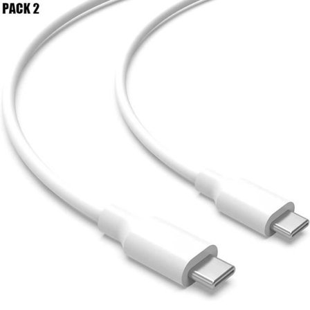 1M USB-C-kabel för Xiaomi Redmi Note 10 - Pack 2 - Vit - USB C till USB C