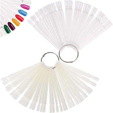 Negleprøver 100 stk. Negleprøvepinde Neglefarvevisning Neglevisningsspidser Neglekunstspidsepinde med metalring Set 2