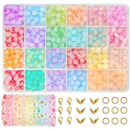 361 stk. 8 mm glasperler, der er egnede til DIY håndlavede armbånd øreringe #01