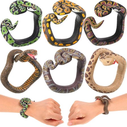 6 st Leksaksslangarmband PVC Simulerad Slang Armband Falsk Slang Armband Skämt Leksaker Skräck Skämt Festtillbehör Realistiska