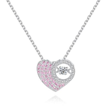 Kvinner halskjede kjede choker anheng smykker jenter gave hjerte Vintage enkel Rhinestone hvit White gold color 925 silver