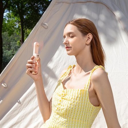 Jisulife Life8 Plus USB-kannettava tuuletin 4500mAh Power Bank & taskulamppu - vaaleanpunainen