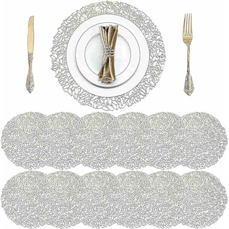 12 Pakk Runde Trykte Vinyl Underlag Sklisikre Vaskbare