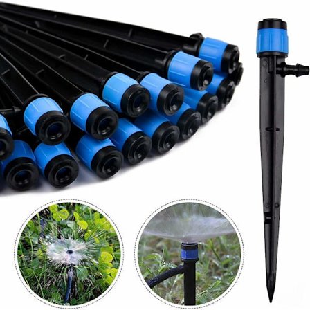50 stk. Micro Drip Irrigation Sprinkler, T-Audace 360 ​​Grader 8 Hul Vandstrøm Irrigation Emittere til 1/4 (4-7mm) Slange, til Have Drip Irrigation 