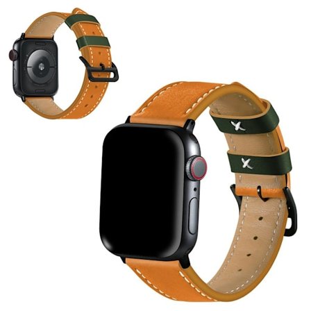 Apple Watch Series 5 40mm kontrasti aitoa nahkaa - Oranssi