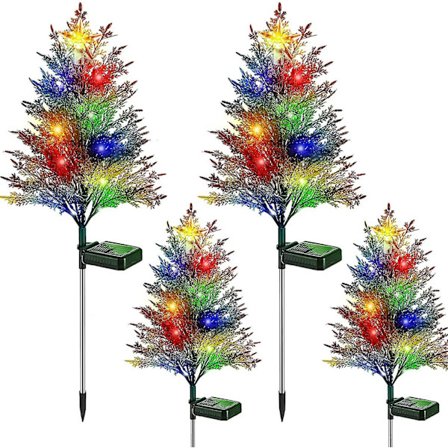 4-pak juledekorationer til udendørs brug, solcelle julelys udendørs vandtæt, solcelle juletræslys flerfarvet-lingling}