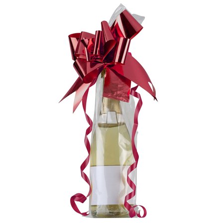 Cellofanpose med Sløyfe & Etikett Rød 2-pakning