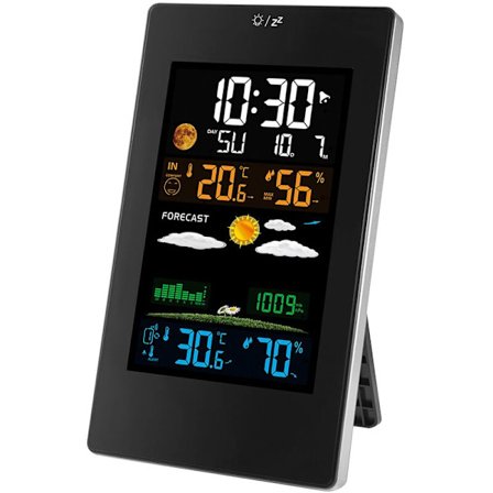 Farve trådløs vejrstation med udendørs sensor, indendørs og udendørs hygrometer termometer, multifunktionel vejrstation med månefase vejrudsigt og 