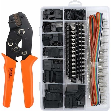 Dupont Crimper Crimping Tool Kit med 1550 PCS Dupont Hann/Hunn Isolerte Modulære Ratchet-kontakt 2.54mm 3.96mm 28-18 AWG 0.25-1.5mm²
