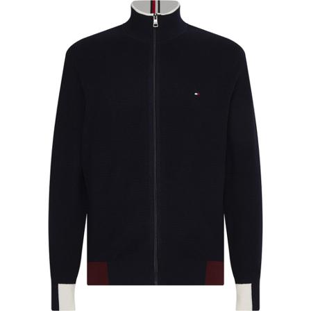 Men& Navy Rwb Block Placement Zip Through Jumper Tommy Hilfiger , Blauw , Heren , Maat: L Vesten