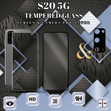 1-pack Samsung S20 (5g) Skärmskydd & 1-pack Linsskydd - Härdat Glas 9h - Super Kvalitet 3d