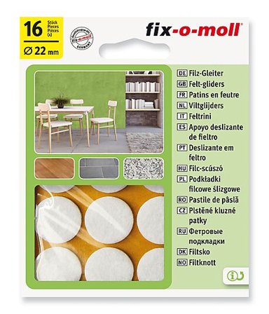 FIX-O-MOLL FILT TIL STOL&BORD Ø22 HVIT 16STK FIX-O-MOLL