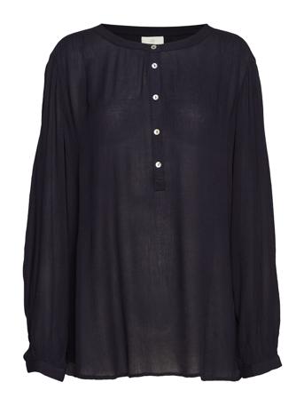Karla Amber Ls Shirt Blus Långärmad Svart Kaffe