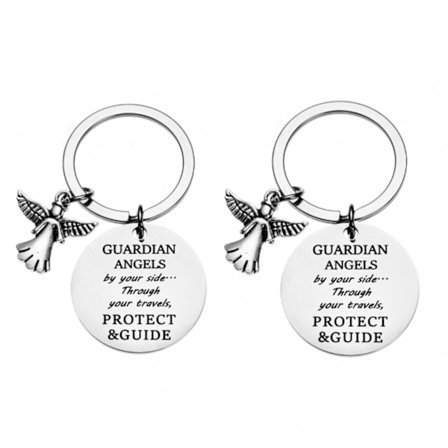 2 stk. Søt vergekjetting Engel nøkkelring med tro-sjarm Minnesmerke nøkkelring Religiøse gaver Bursdagsgave til jenter kvinner