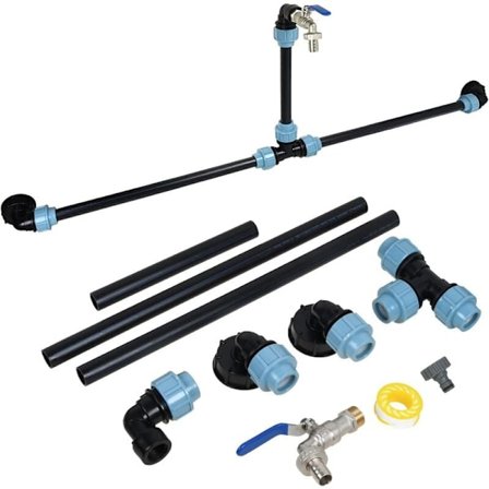 Liitäntäsarja 2 x 1000L IBC-vesisäiliöille S60X6 / S60X6 IBC-adapteri 2 IBC-säiliölle 3/4" joutsenkaulalla