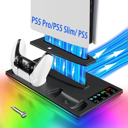 Køleventilator - Controller Opladestation Til Ps5 Slim Konsol Disc/Digital (Sort)