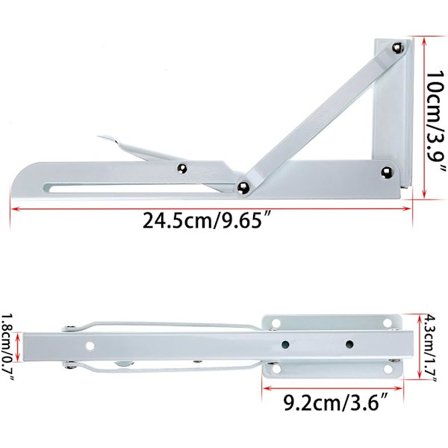 *Sæt med 2 væghyldebeslag - Hvid - Metal - Trekantet - Folda*