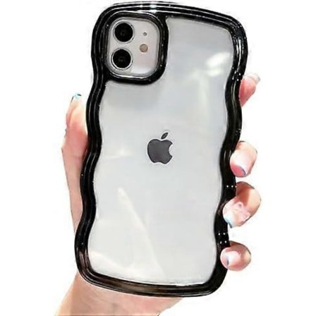 iPhone 16 Pro Max Skal Sött Flickigt Genomskinligt Lockigt Vågformad Ram för iPhone 16 Pro Max Mobilskal Vågigt Stötsäkert Skyddande Mobilskal för 