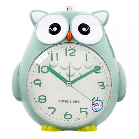 Vekkerklokke for soverom, tegneserie vekkerklokke ugle vekkerklokke nattlys, studenters barnerom dekorasjon skrivebordsklokke (grønn)