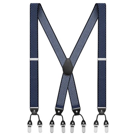 Vexel | Wide Blue & White Striped X-back Suspenders for Men