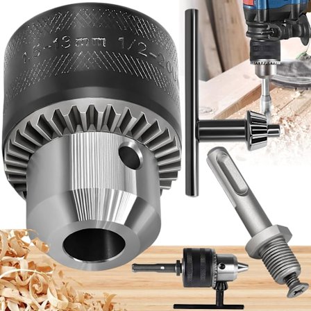 3 stk. borepatron, 2-13 mm selvspændende borepatron, 1/2-20UNF borepatronadapter, nøglefri borepatronadapter, selvspændende patron (med 2 stk. 