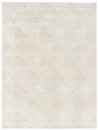 Geometrisk Stor Art Deco Matta - Vit/Ljusbeige 300X400 Modern Stil