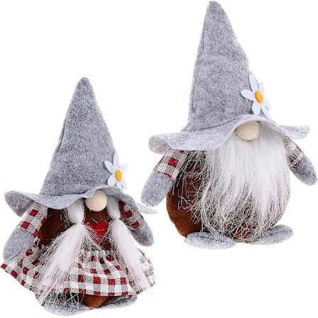 Sæt med 2 par juledekorationer lavet med svensk plys til juledekorationer