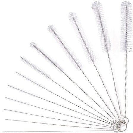 Cleaning Brushes, 12 Piece Set 24 Cm Long Brushes, Bottle Cleaning Brushes, Milk Hose Brush, Nylon Hose Brush Set Compatible With Teapot Nozzle, Espre