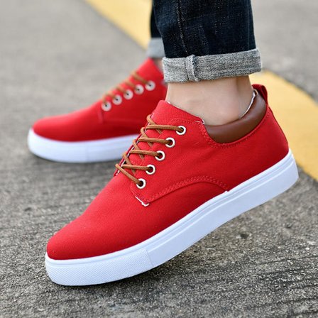 Canvas sko koreansk stil herre allsidige hverdagssko trendy oversize sneakers for menn Rød Red 42