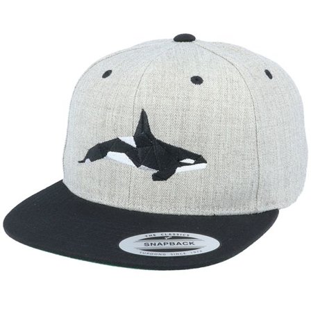 Origami - Grå snapback Keps - Paper Orca Heather Grey/Black Snapback @ Hatstore