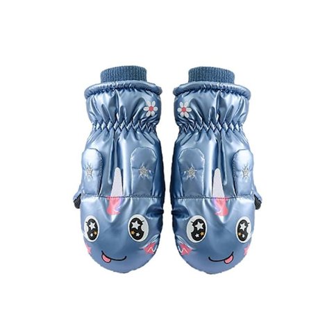 Varme og koselige fleeceforede ski votter for barn, tegneseriehansker, fargerike og vanntette for vintersport og utendørsaktiviteter, taro lilla